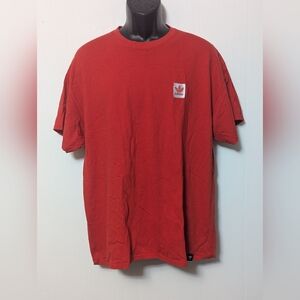 Men's Adidas Red T-Shirt Embroidered Trefoil Logo Short Sleeve Crewneck Size XL
